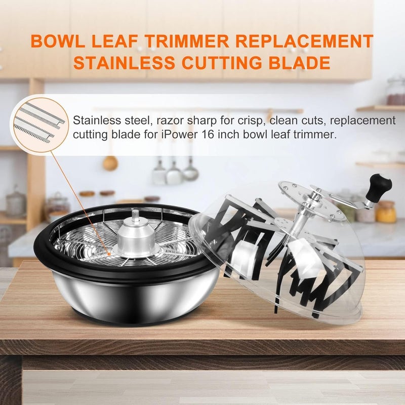iPower 4-Pack 16 inch Bud Bowl Leaf Trimmer Blades Replacement Stainless Steel Spin Clean Cut, Include 2 Serrated 2 Straight Blades, Actual Length 13.4'' - Image 4